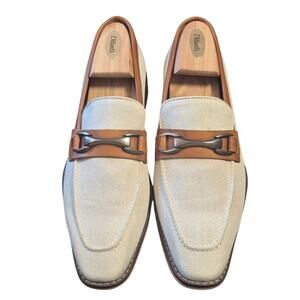 La Milano Tan Leather Canvas Oxford Shoes Men's 10.5 Gatsby Coastal Old Money